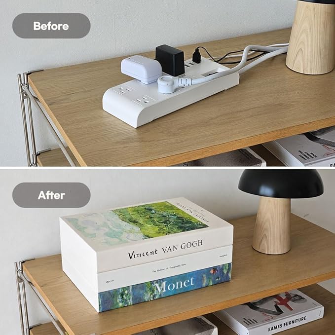 Book Shape Decorative Cable Management Box - Expandable Cable Organizer Box with Magnetic Closure for Home & Office (Blue Coral, Large Set)