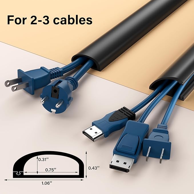 Cord Hider for Wall Mounted TV, 78" Cable Cover for 2-3 Cables with Side Open, Flexible Silicone Wire Raceway Management,Self-Adhesive Cord Organizer,Wire Concealer Channel, Black