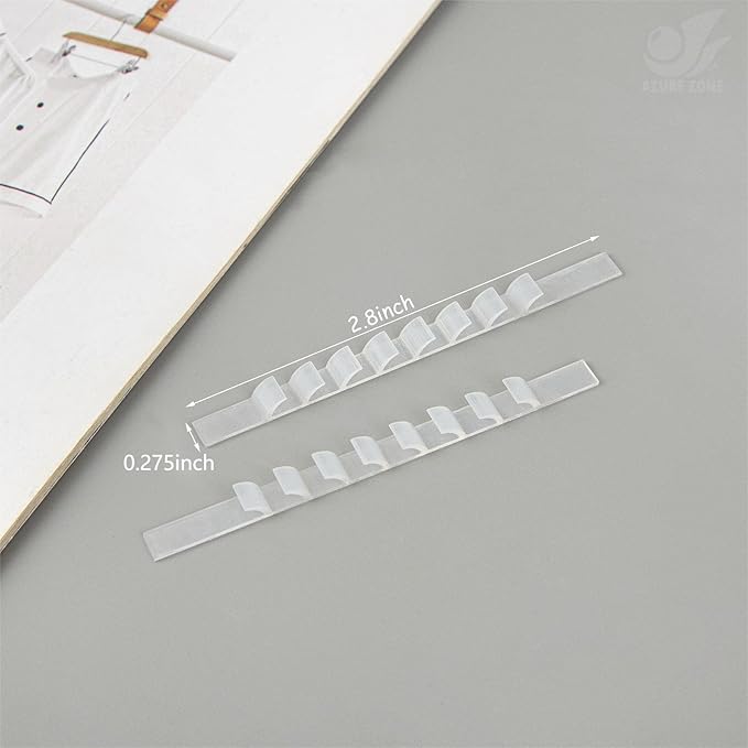 Azure Zone, 100 Pack Non Slip Hanger Grips for Wood Hangers Clear Rubber Grip Adhesive Clothe Strip 2.8 x 0.275 Inch
