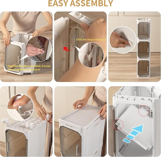 3-Tier Tall Narrow Storage Cabinet, Slim Bathroom Storage Cabinet with Adjustable Shelves and Wheels, Narrow Organizer for Small Space, Bathroom, Kitchen, Laundry, Cream White