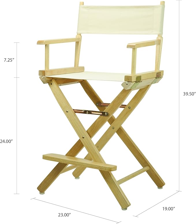 Casual Home 24" Director's Chair Natural Frame with Wheat Canvas, Counter Height