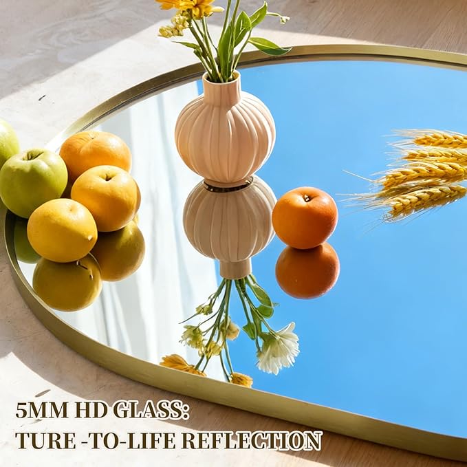 Oval Full Length Mirror, 71"×32" Wall-Mounted Mirror with Gold Frame in Shiny Gold, Ultra-Clear Explosion-Proof Dressing Mirror, Simple & Classic Deco for Cloakroom/Bedroom/Living Room