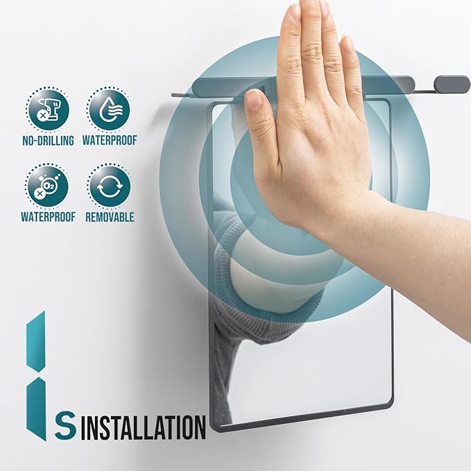 TAILI Shower Mirror Fogless for Shaving, Anti Fog Shaving Mirror with Razor Holder NO-Drilling,Removable,Shatterproof & Waterproof,Wall Mounted Bathroom Accessories with Powerful Suction(Grey)