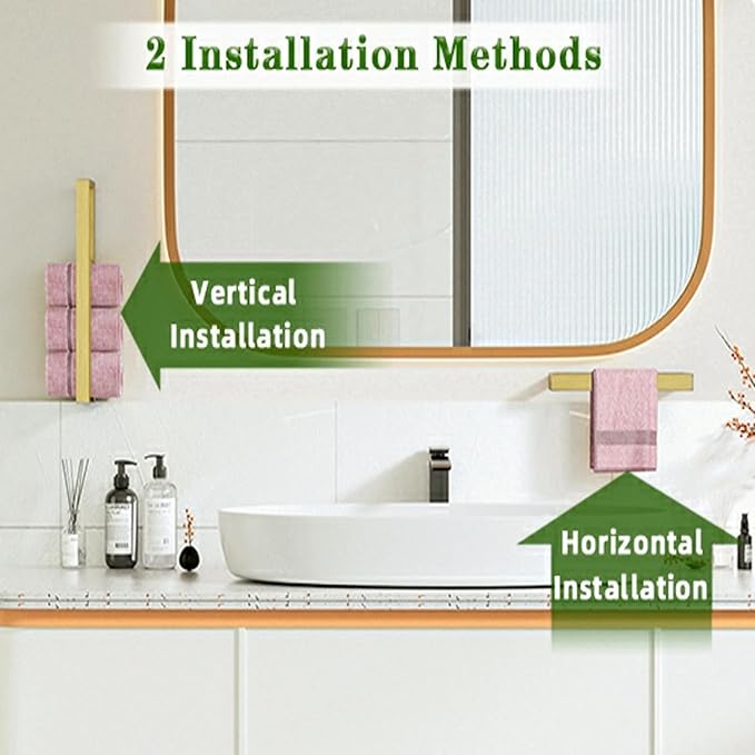 Alise 16 Inch Towel Bar,Towel Holder for Bathroom,Towel Racks for Lavatory,SUS304 Stainless Steel Hand Towel Hanger,Wall Mount Towel Rail,Brushed Gold