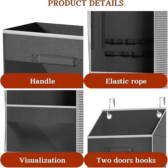 Over Door Wrapping Paper Organizer Storage with 3 Removable Drawers & Side Pockets – Dual Use Design with Elastic Straps – Christmas Gift Wrap Storage for Ribbons, Bows, Ornament and Other Tools 1Pack