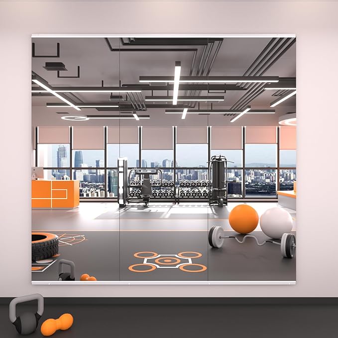 LOAAO Gym Mirror,66.93"x23.62"-3 PCS Mirror for Gym, Flexible Combination, Tempered Glass, Gym Wall Mirror for Home Gym, Dance Studio, Yoga Room, Garage Gym, Workout Room