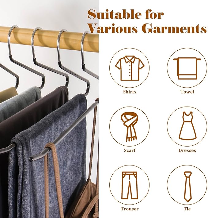 Pants Hangers,50-Pack Clothes Hangers, Non-Slip Open-Ended Pant Hanger,White Metal Hangers Design for Jeans,Slacks,Scarf (Black)