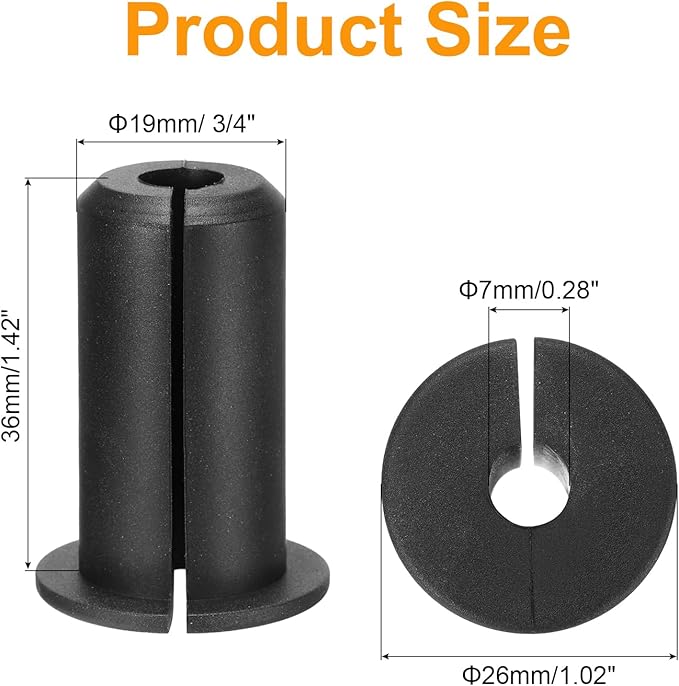uxcell 2Pcs Wall Grommets for Cables 3/4 Inch Silicone Cable Wall Bushing Feed Through Cable Routing Kit Accessories Wall Cable Pass Through for Ethernet with 7mm Hole, Black