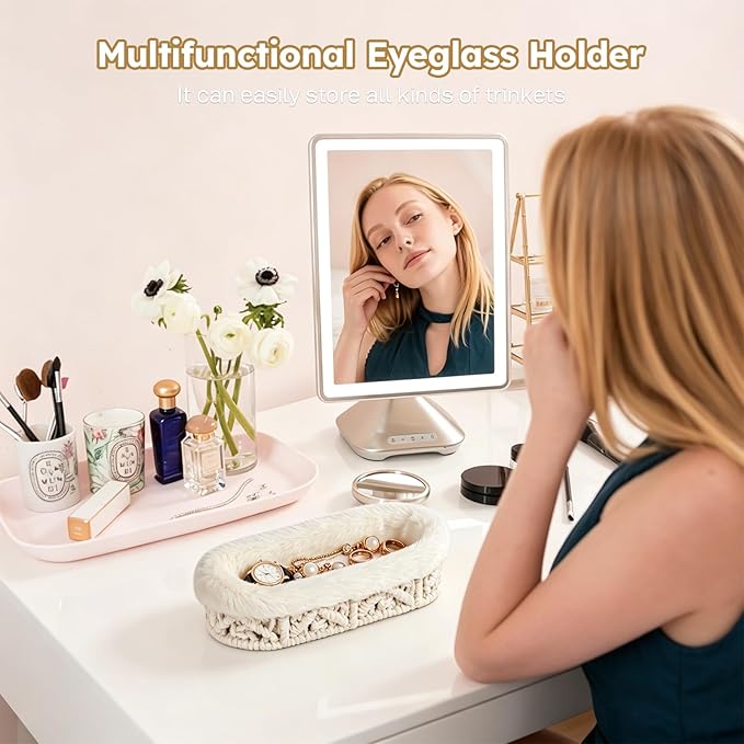 Glasses Holder,Anti-scratch Plush Lined Eyeglass Holder Stand for Nightstand Desk Storage Organizer