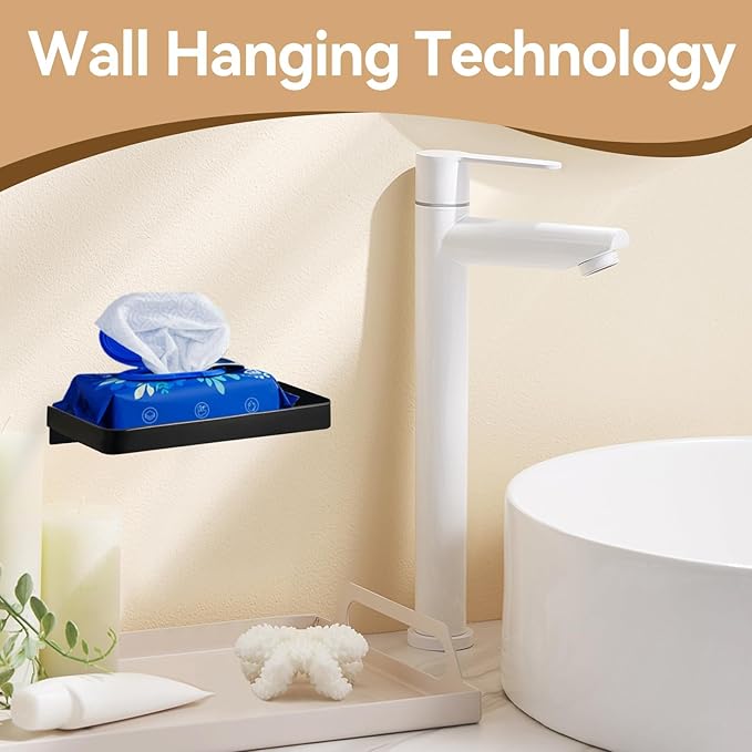 Cyrank Bathroom Cell Phone Shelf, Stainless Steel Wall Mount Toilet Phone Holder Toilet Small Floating Wall Shelves, 7.3x3.5 in (Black)