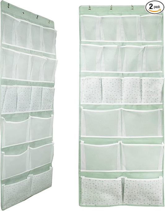 2 Pack-18 Pocekts Over the Door Shoes Organizer,Behind Door Hanging Storage Pocekt for Sock,Underwear,Hat,Handbag,Back of Door Hanging Shelf for Bedroom,Bathroom,Entryway,Storeroom,Pantry,Dorm,Nursery