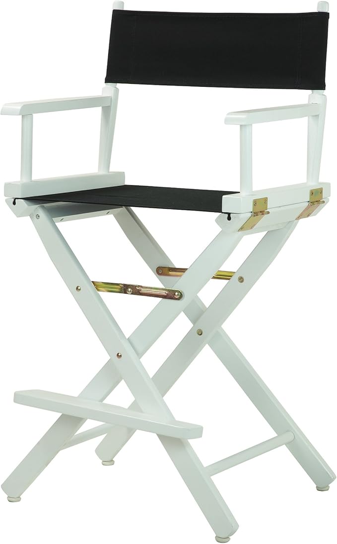 Casual Home 24" Director's Chair White Frame with Black Canvas, Counter Height