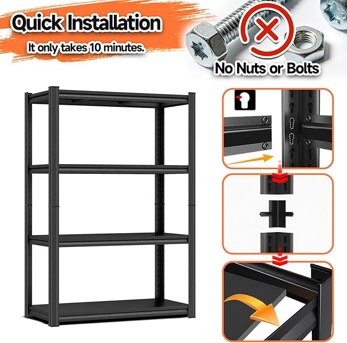 PRESTELION 4-Tier Adjustable Bakers Rack, 1600 lbs Capacity All-Steel Standing Kitchen Shelf, 35.4" L x 15.7" W x 54" H - Microwave Stand with Storage for Kitchen, Living Room, Dining Room
