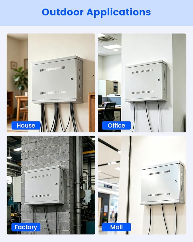 DVR Lock Box & NVR Enclosure, Heavy Duty Lockable Metal Cabinet for CCTV Surveillance, Wall Mount with Ventilation & Cable Management