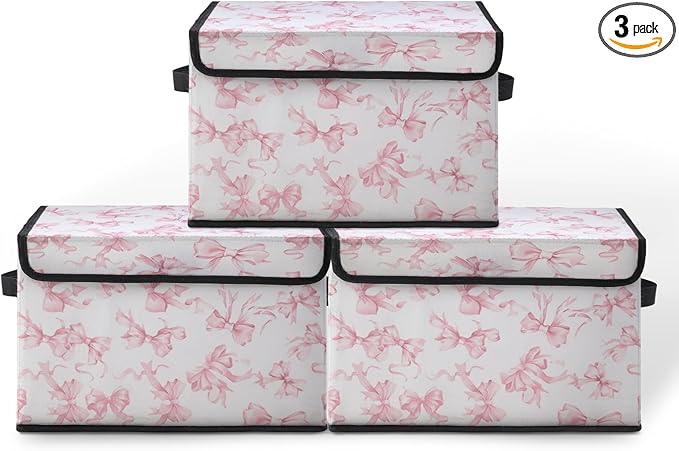 Stackable Storage Bins with Lids,Closet Organizers Fabric Box for Home and Office,Blanket Clothes Organizers,Under Bed Storage Containers 3 Pack