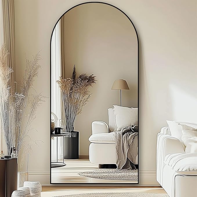 Oversized Full Length Mirror 78x38 Inch - Wall Mounted or Standing Floor Mirror with Aluminum Alloy Frame, Shatterproof Tempered Glass - Modern Mirror for Bedroom, Living Room, Closet, Black