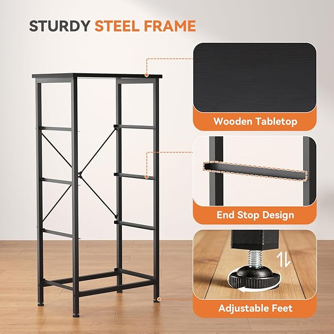 Sweetcrispy Nightstand Small Bedroom Dresser with 4 Fabric Drawers,Bed Side Furniture End Table,Wooden Top Cabinet Night Stand Dresser for Closet,Entryway,Dorm,Black Wood Grain