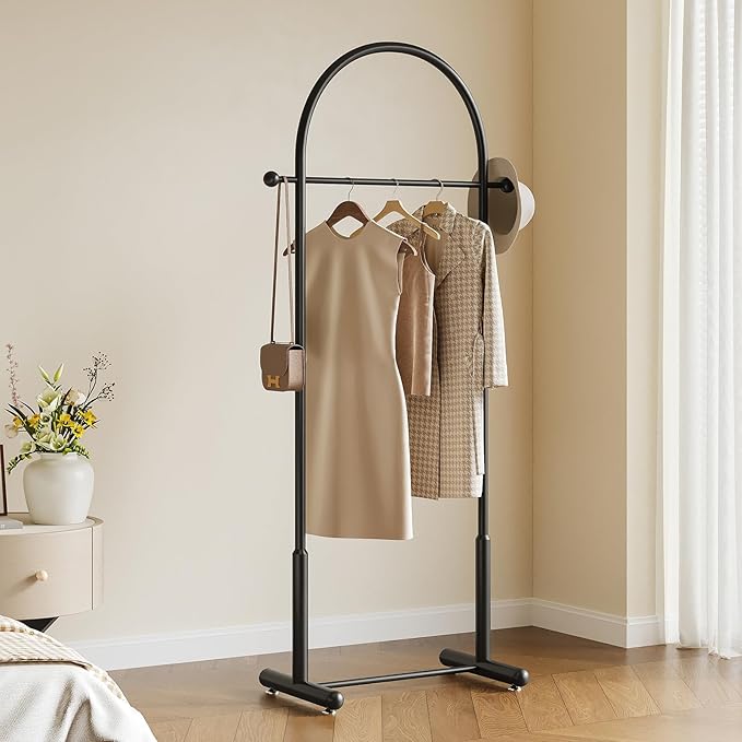 Modern Black Arch Clothing Rack – Freestanding Garment Rack for Hanging Clothes,Heavy Duty Coat Rack,Metal Small Clothes Rack for Bedroom,Closet or Boutique Display