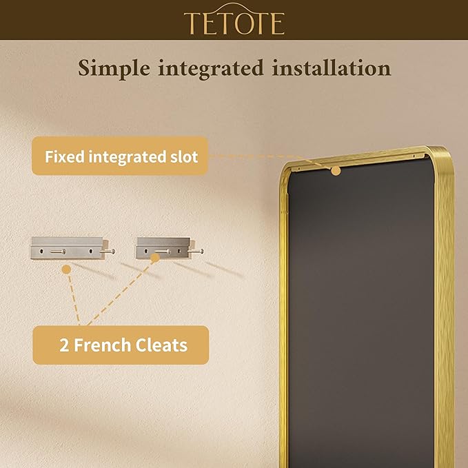 TETOTE 24 x 30 Gold Bathroom Mirror Brushed Gold Metal Framed Vanity Mirror, Tempered Glass, Wall Mounted for Bathroom, Entryway, Bedroom, Living Room(Horizontal/Vertical)