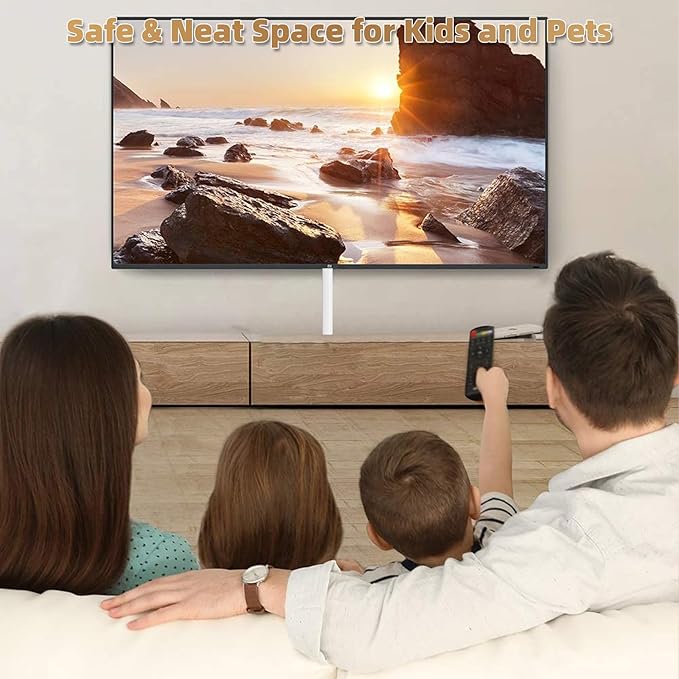 118" Side Open One Cord Hider (<1/4") for Wall Mounted Tv,Silicone Flexible Cable Cover to Hide Conceal Cords Along Wall,Wire Raceway Management Cable Concealer Channel,Electric Cord Organizer,White