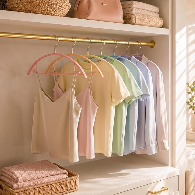 Heavy Duty Metal Coat Hangers 28 Pack, Sweater Hangers No Shoulder Bump, Non-Slip PVC Coating, Space Saving Clothes Hangers for Sweaters, Coats, Shirts, Skirts, Jackets, Pants