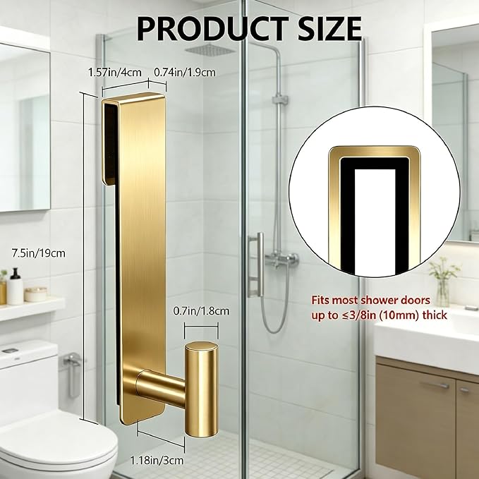 HUFEEOH 2-Pack Over The Door Hooks, Stainless Steel Door Hanger for Towels & Coats, Bathroom Towel Rack Coat Rack, Tool-Free Hooks for Hanging (Gold, Fits 3/8" Thick Door - T Shape 2 Pack)