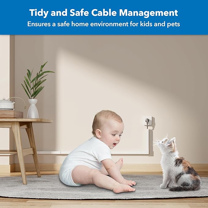 Mount-It! 157in Cord Hider Kit – Paintable Cable Raceway for TV Cables, Wires, and Power Cords, Wire Cover & Cable Concealer, Fire-Retardant Design, Incl. Corners & Connectors, Fits 2-3 Cables – White