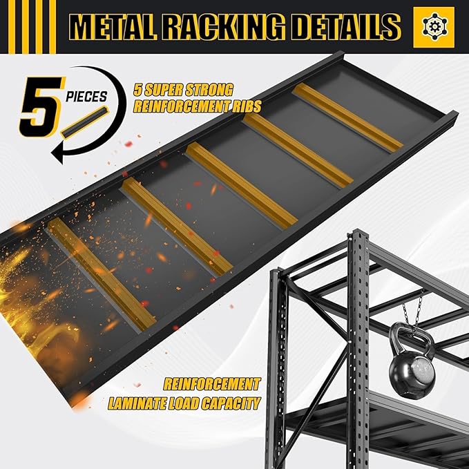 PRESTELION 67" W Garage Shelving Heavy Duty Storage Shelves 5100LBS, Adjustable 3 Tier Metal Shelving, Garage Storage Shelving and Pantry Industrial Shelf Utility Rack, 67" W×20" D×63" H, Black