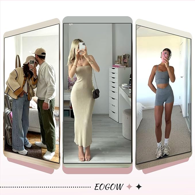 EOGOW 65" x 22" Full Body Mirror,Tempered Glass Shatterproof Full Length Mirror with Stand, Hanging, Wall Mounted Leaning for Bedroom Living Room Entryway