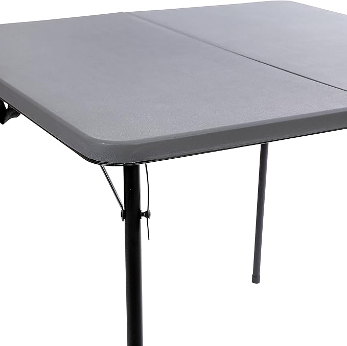 Flash Furniture Dunham 2.83' Square Plastic Folding Event Table with Carrying Handle, Bi-Fold Portable Banquet Table for Indoor/Outdoor Events, Gray