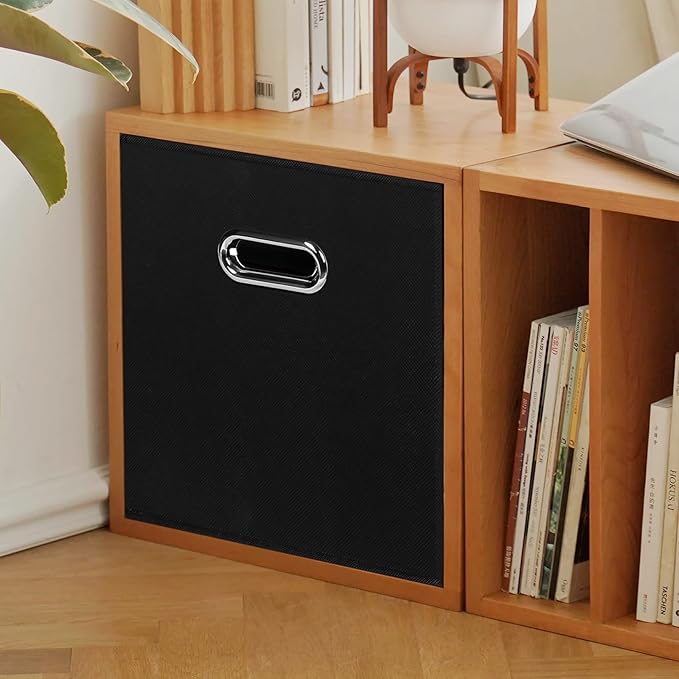 STOREONE Fabric Storage Bins Cubes Baskets Containers-(11X11X11) with Dual Handles for Shelf Closet, Nursery Home ， Bedroom Organizers, Foldable Set of 1 (black)