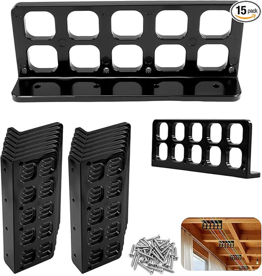 15 Pcs Cable Chase-Wire Bracket Fits NMB Electrical Cord Organized Management, Cable Support Wire Bracket Holder W/Screws, NM Cable Support Organizer, Electrical Wire Dispenser,1-Inch 10-Hole Diameter