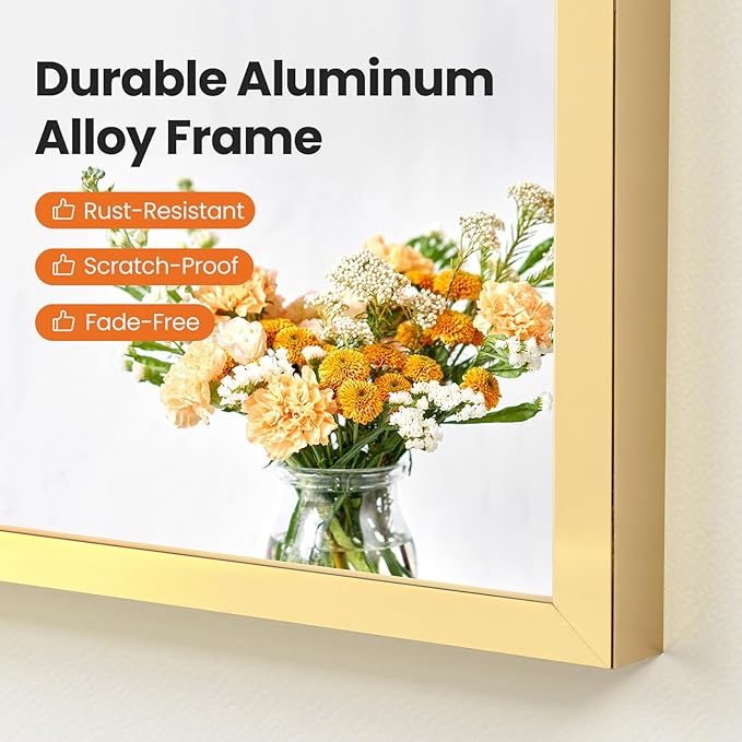 Sweetcrispy 22"x30" Arched Gold Bathroom Mirrors for Wall, Bathroom Mirrors for Over Sink, Metal Framed with HD Shatter-Proof Glass for Entryway, Living Room, Bedroom, Dressing Room, Home Decor