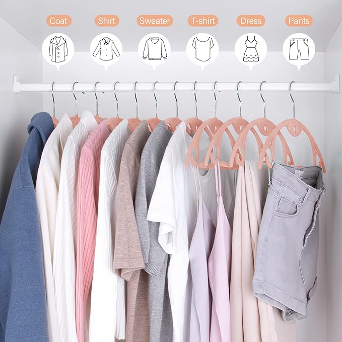Velvet Hangers 50 Pack: Felt Clothes Hangers Heavy Duty Shirt Sweater Hangers No Shoulder Bump Non Slip Slim Thin Coat Hangers for Closet - Pink