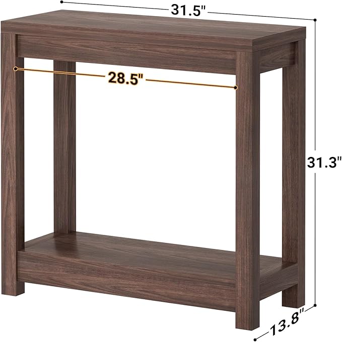 Besiost Small Farmhouse Wood Entryway Table Narrow Console Table with Storage Behind Couch Sofa Table with Shelves Entry Way Tables with Open Storage, Easy Assembly, 32" Black Walnut