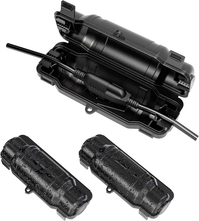 3 Pack Outdoor Extension Cord Safety Cover with Waterproof Seal IP54 Water-Resistant, Weatherproof Electrical Connection Box with 2 Latches, Plug, Socket, Holiday Decoration Light, Black