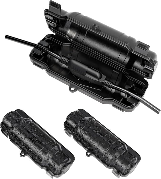 3 Pack Outdoor Extension Cord Safety Cover with Waterproof Seal IP54 Water-Resistant, Weatherproof Electrical Connection Box with 2 Latches, Plug, Socket, Holiday Decoration Light, Black