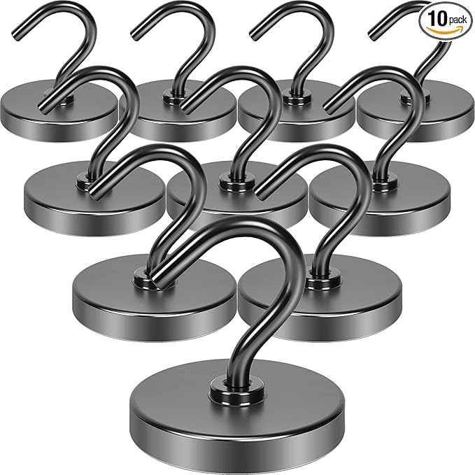 Neosmuk Magnetic Hooks for Cruise Cabins, Heavy Duty 130lb Strong Magnet Hook, Cruise Essentials 2026 for Hanging, Metal Wall Refrigerator Hangers (Gunmetal, 10 Pack)