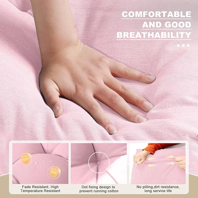 Bench Cushion 36 inches for Indoor Furniture, Premium Waterproof Linen for Outdoor Non-Slip Tufted Cushions, High-Density Memory Foam(Light Pink-36x14 x 4 in)