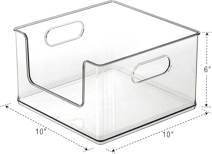 BINO | Stackable Plastic Storage Bins, Open-Front - Clear | THE CLARUS COLLECTION | Pantry Organizers and Storage Containers | Fridge Organizer Bins | Kitchen Cabinet Organizer | Medicine Cabinet Bin