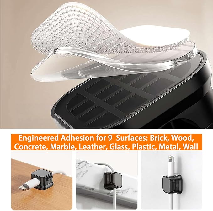 Magnetic Cord Organizer for Desk, 8 Pack Cable Clips for Cord Management, Adhesive Cable Holder for Car, Home Office Desk Accessories, Wire Organizer for Nightstand & Wall