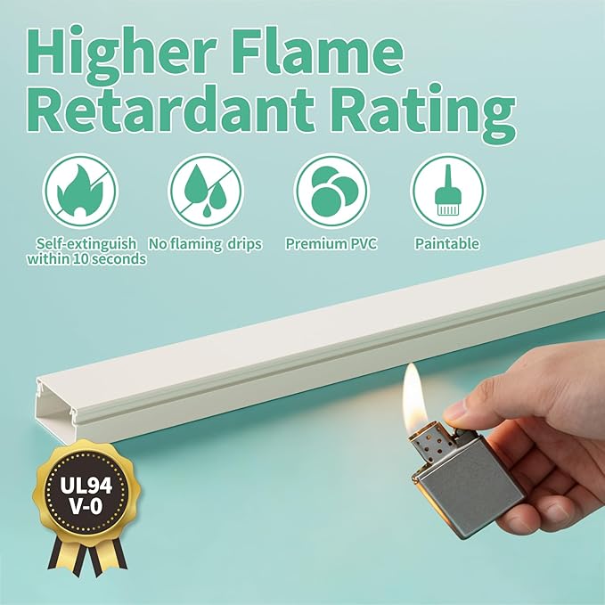 Delamu Cord Hider, 100in Self-Adhesive Cord Cover Kit for Wall Mounted TV, Paintable Wire Hider, Flexible Cable Management System, Cable Raceway Conceals 2-3 Wires, W0.95 H0.55in, Beige