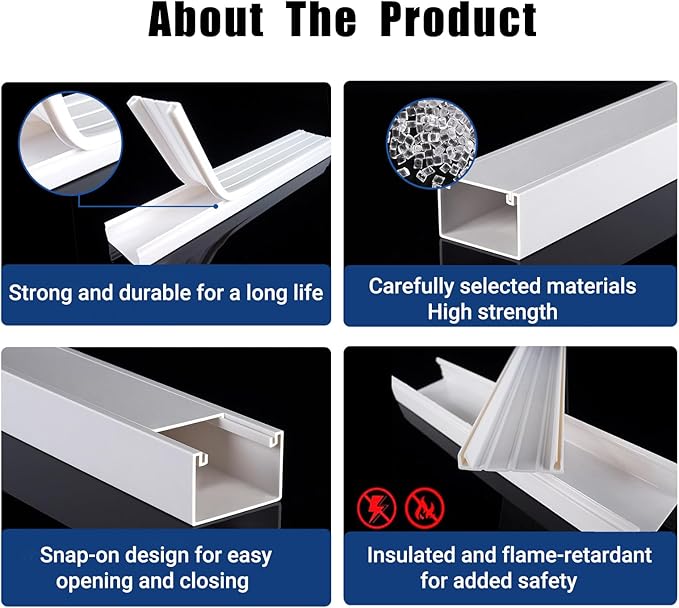 Cable Management ，157in Pvc Cord Hider TV Cable Hider Wall，paintable Cord Concealer for Hide Cords Wall Mounted，wire Covers for Cords on Wall， L15.75in*W0.95* H0.55in,White (157in L*0.95in W*0.55in H)