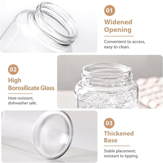 62 Fl oz/1850 ml Large Glass Jar with Wooden Screw On Lid, Half Gallon Wide Mouth Clear Airtight Container, Big Food Kitchen Storage Canister for Bean,Cereal,Treat,Pickle,Flour,Rice,Cookie