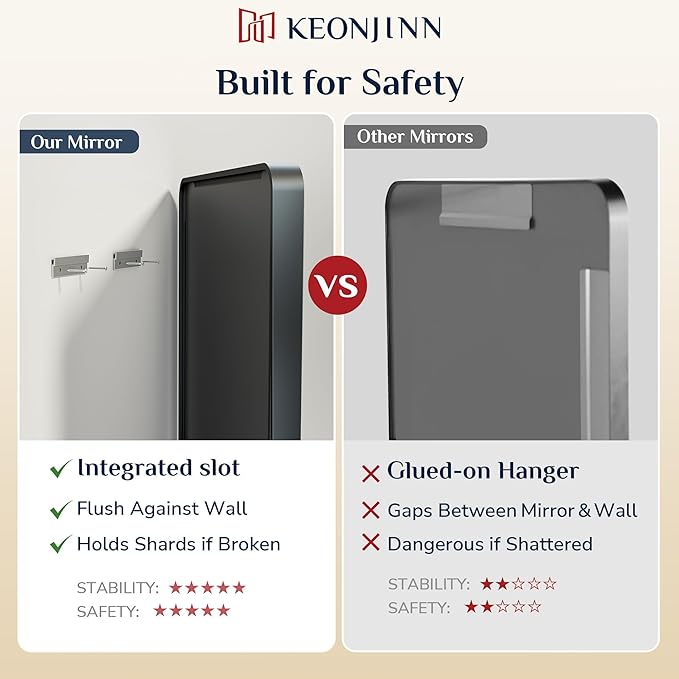 Keonjinn Black Bathroom Mirror for Vanity, 24" x 36" Matte Black Metal Framed Rounded Rectangle Farmhouse Mirror, Tempered Glass, Anti-Rust Sandblasted Finish Decorative Mirrors(Horizontal/Vertical)