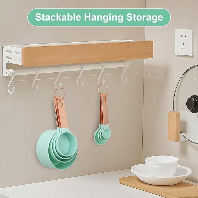 8-Piece Stackable Rose Gold Stainless Steel Handled Measuring Cups and Spoons for Measuring Dry and Liquid Ingredients (green)