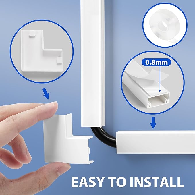 Cord Cover Wall Kit, TV Cord Hider for 1 Thick Cord, 157in Wire Covers for Cords, YCLYC Cable Hider for Wall Mount TV, Wall Cable Concealer, Cable Cover Cable Raceway 10 x L15.7”, W0.78” H0.4” Beige