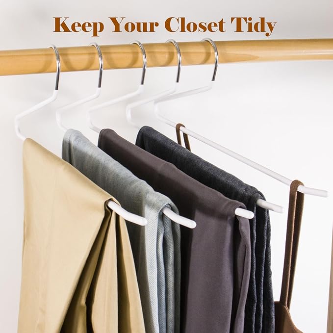 Pants Hangers,50-Pack Clothes Hangers, Non-Slip Open-Ended Pant Hanger,White Metal Hangers Design for Jeans,Slacks,Scarf (White)
