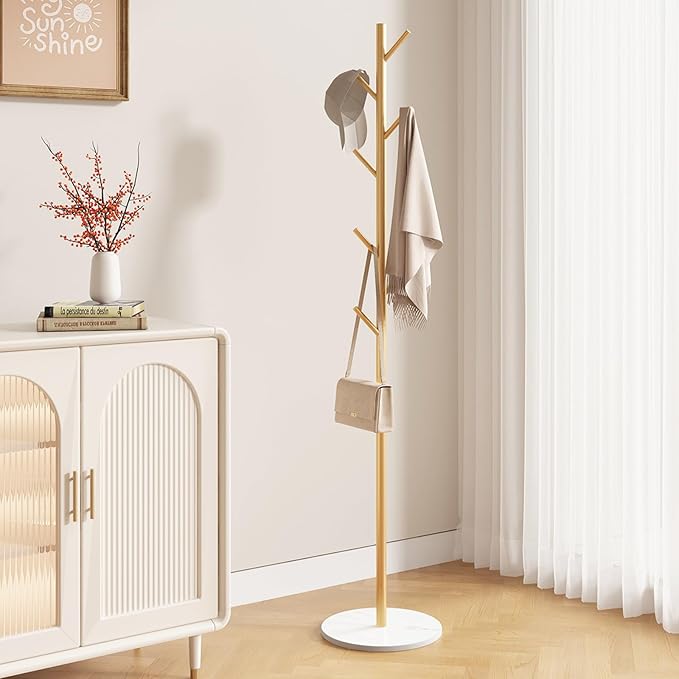 Coat rack freestanding，Coat tree Marble base metal coat rack jacket coat bag perchero heavy duty coat rack Available for hall office entryway black coat rack (black)