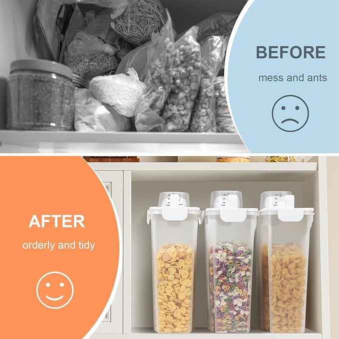 Dog Cat Food Storage Container, Pet Food Container Airtight with Large Spout & Cup, BPA-Free Plastic Food Dispenser for Pet Food, Bird Seed, Rice, Flour - White 5-7 Lbs (1 pack)